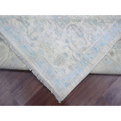 Oushak And Peshawar Wool Hand Knotted Rug Grey 8.4x9.9 -O020916