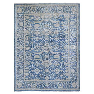 Oushak And Peshawar Wool Hand Knotted Rug Blue 8.9x11.7 -O020917