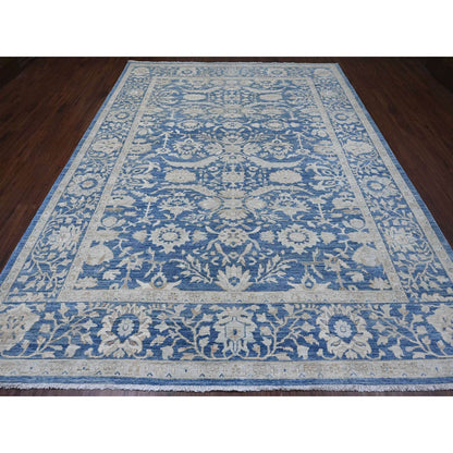 Oushak And Peshawar Wool Hand Knotted Rug Blue 8.9x11.7 -O020917