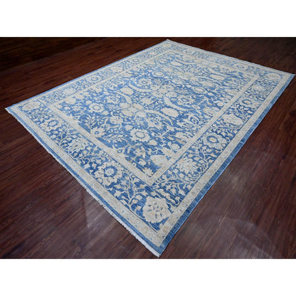 Oushak And Peshawar Wool Hand Knotted Rug Blue 8.9x11.7 -O020917
