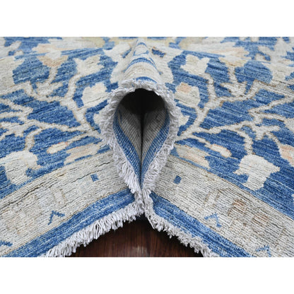 Oushak And Peshawar Wool Hand Knotted Rug Blue 8.9x11.7 -O020917