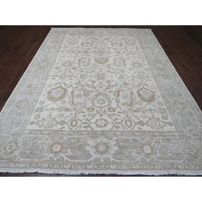 Heriz Wool Hand Knotted Rug Ivory 8.11x11.0 -O020918