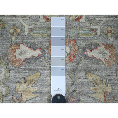 Oushak And Peshawar Wool Hand Knotted Rug Grey 2.7x12.3 -O020920