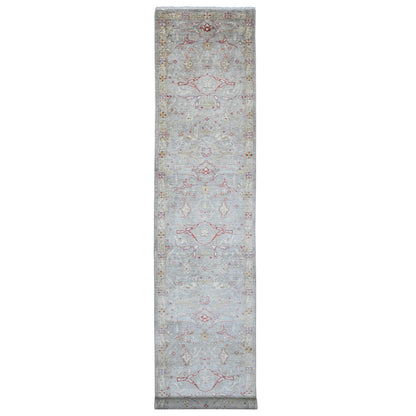 Oushak And Peshawar Wool Hand Knotted Rug Grey 3.1x15.10 -O020921