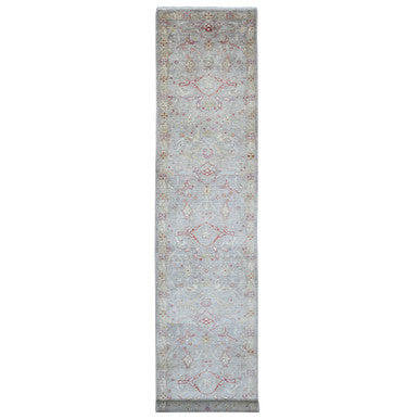 Oushak And Peshawar Wool Hand Knotted Rug Grey 3.1x15.10 -O020921