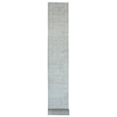 Oushak And Peshawar Wool Hand Knotted Rug Grey 2.3x29.4 -O020926