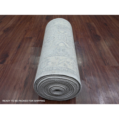 Oushak And Peshawar Wool Hand Knotted Rug Grey 2.3x29.4 -O020926