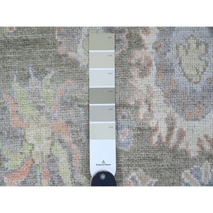Oushak And Peshawar Wool Hand Knotted Rug Green 2.11x19.10 -O020931