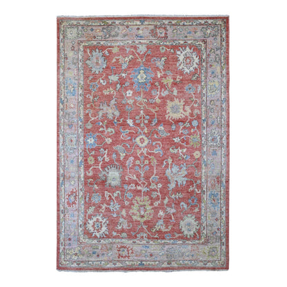 Oushak And Peshawar Wool Hand Knotted Rug Red 6.0x8.9 -O020934