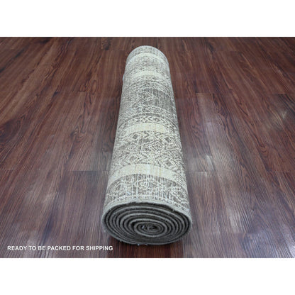 Tribal & Geometric Wool Hand Knotted Rug Brown 2.5x11.0 -O020937