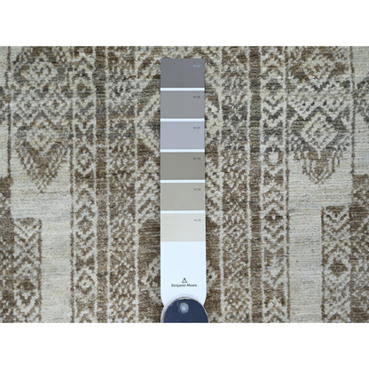 Tribal & Geometric Wool Hand Knotted Rug Brown 2.6x11.6 -O020939