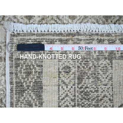 Tribal & Geometric Wool Hand Knotted Rug Brown 2.6x11.6 -O020939