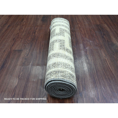 Tribal & Geometric Wool Hand Knotted Rug Brown 2.7x9.5 -O020940