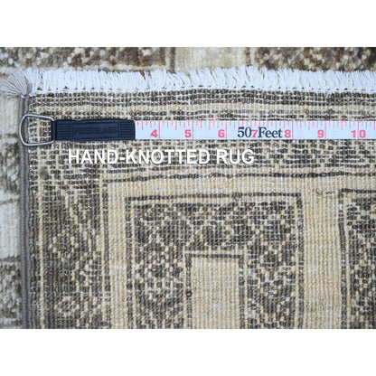Tribal & Geometric Wool Hand Knotted Rug Brown 2.7x9.5 -O020940