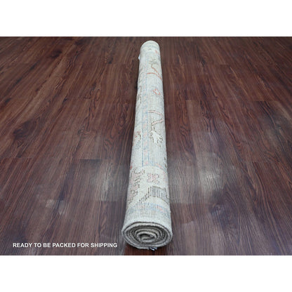 Oushak And Peshawar Wool Hand Knotted Rug Grey 4.5x5.11 -O020941