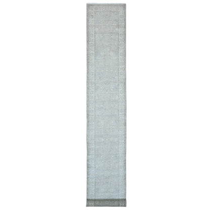 Oushak And Peshawar Wool Hand Knotted Rug Grey 2.6x19.2 -O020945