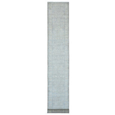 Oushak And Peshawar Wool Hand Knotted Rug Grey 2.6x19.2 -O020945
