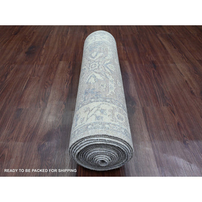 Oushak And Peshawar Wool Hand Knotted Rug Grey 2.6x19.2 -O020945