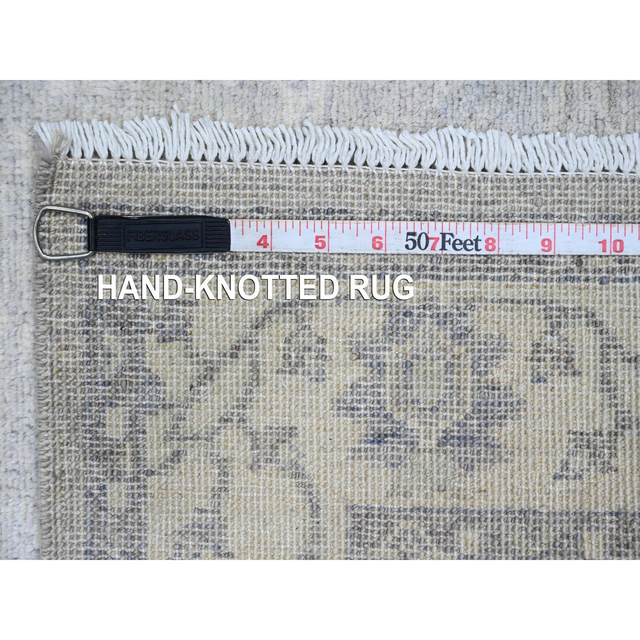 Gray 2'6" x 19'2" Oushak And Peshawar Hand knotted Wool Rug - Sku: O020945