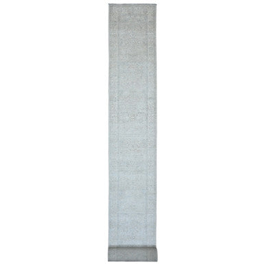 Oushak And Peshawar Wool Hand Knotted Rug Grey 2.6x28.9 -O020946