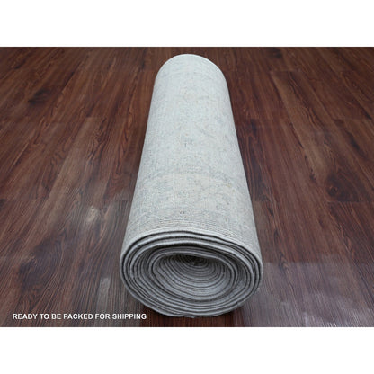 Oushak And Peshawar Wool Hand Knotted Rug Grey 2.6x28.9 -O020946