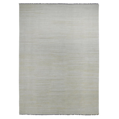 Flat Weave Wool Hand Woven Rug Beige 8.9x12.4 -O020947