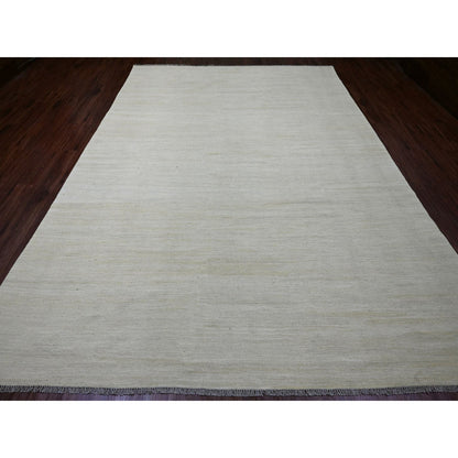 Flat Weave Wool Hand Woven Rug Beige 8.9x12.4 -O020947