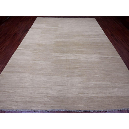 Flat Weave Wool Hand Woven Rug Brown 8.11x12.1 -O020948