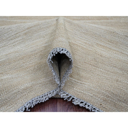Flat Weave Wool Hand Woven Rug Brown 8.11x12.1 -O020948