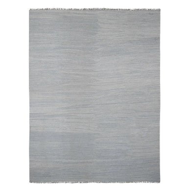 Flat Weave Wool Hand Woven Rug Blue 9.1x11.11 -O020951