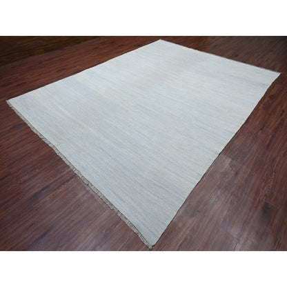 Flat Weave Wool Hand Woven Rug Blue 9.1x11.11 -O020951