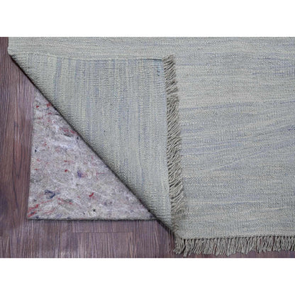 Flat Weave Wool Hand Woven Rug Blue 9.1x11.11 -O020951