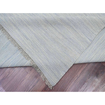 Flat Weave Wool Hand Woven Rug Blue 9.1x11.11 -O020951