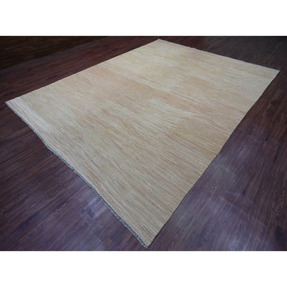 Flat Weave Wool Hand Woven Rug Brown 9.1x12.2 -O020952