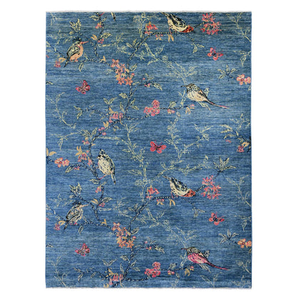 Modern and Contemporary Wool Hand Knotted Rug Blue 9.2x11.10 -O020953