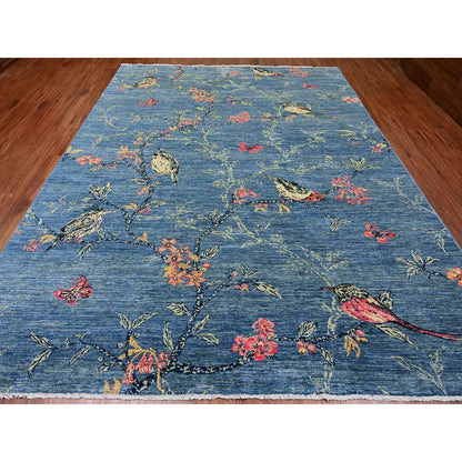 Modern and Contemporary Wool Hand Knotted Rug Blue 9.2x11.10 -O020953