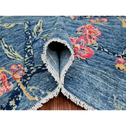 Modern and Contemporary Wool Hand Knotted Rug Blue 9.2x11.10 -O020953