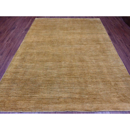 Modern and Contemporary Wool Hand Knotted Rug Brown 7.11x9.9 -O020956