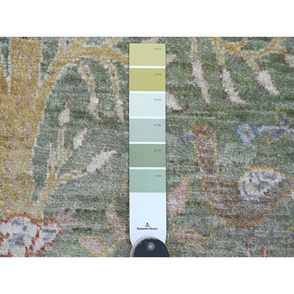 Oushak And Peshawar Wool Hand Knotted Rug Green 2.6x23.11 -O020957