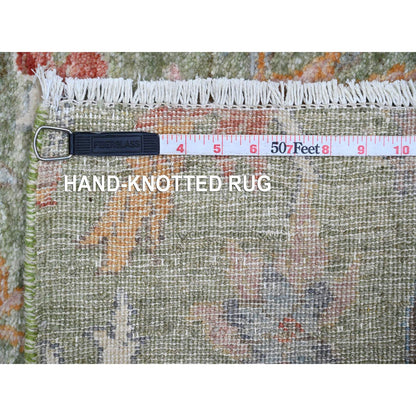 Oushak And Peshawar Wool Hand Knotted Rug Green 2.6x23.11 -O020957