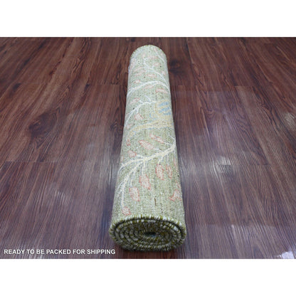 Oushak And Peshawar Wool Hand Knotted Rug Green 2.7x6.0 -O020963