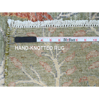 Oushak And Peshawar Wool Hand Knotted Rug Green 2.7x6.0 -O020963