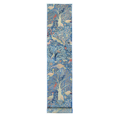 Oushak And Peshawar Wool Hand Knotted Rug Blue 2.9x23.4 -O020965