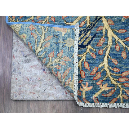 Oushak And Peshawar Wool Hand Knotted Rug Blue 2.9x23.4 -O020965