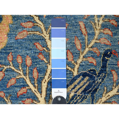 Oushak And Peshawar Wool Hand Knotted Rug Blue 2.9x23.4 -O020965