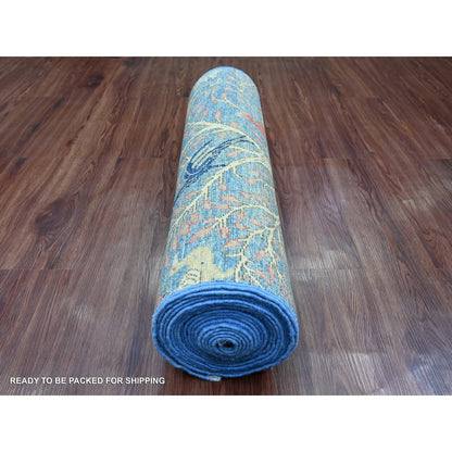 Oushak And Peshawar Wool Hand Knotted Rug Blue 2.9x23.4 -O020965