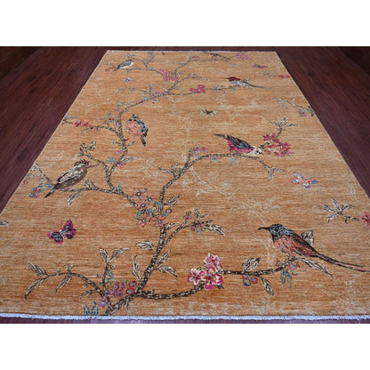 Modern and Contemporary Wool Hand Knotted Rug Brown 9.0x12.0 -O020969