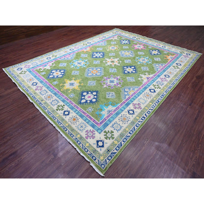 Kazak Wool Hand Knotted Rug Green 8.10x11.8 -O020972