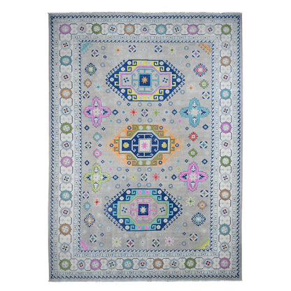 Kazak Wool Hand Knotted Rug Grey 9.7x13.4 -O020974
