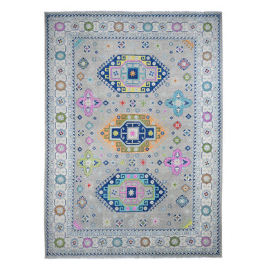 Kazak Wool Hand Knotted Rug Grey 9.7x13.4 -O020974